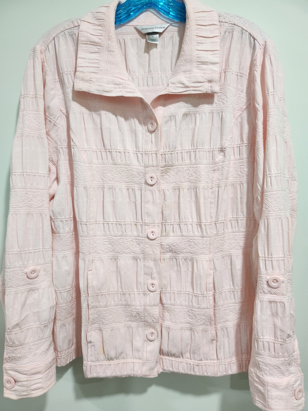Christopher & Banks Pale Pink Button Front Jacket